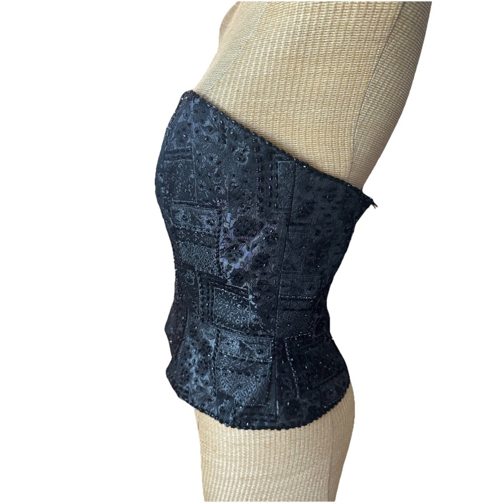 Y2K Mieka Boutique Beaded Floral Embroidered Light Black Size 8 Fairy Goth‎ - Picture 2 of 7